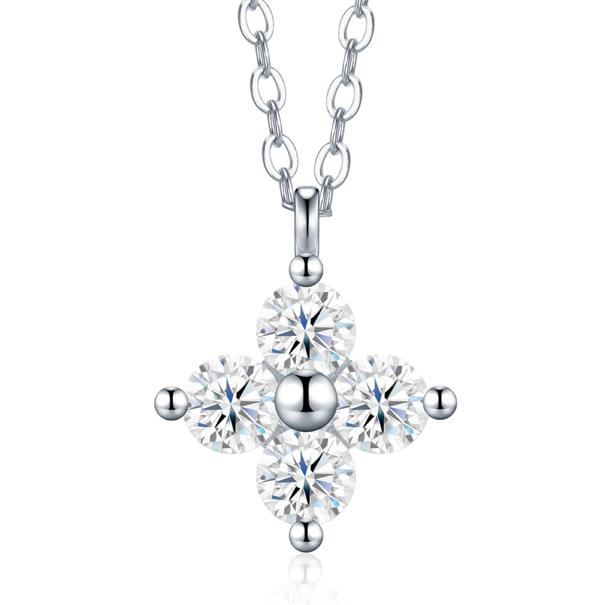 Trefle Moissanite Clover Pendant Necklace in Sterling Silver
