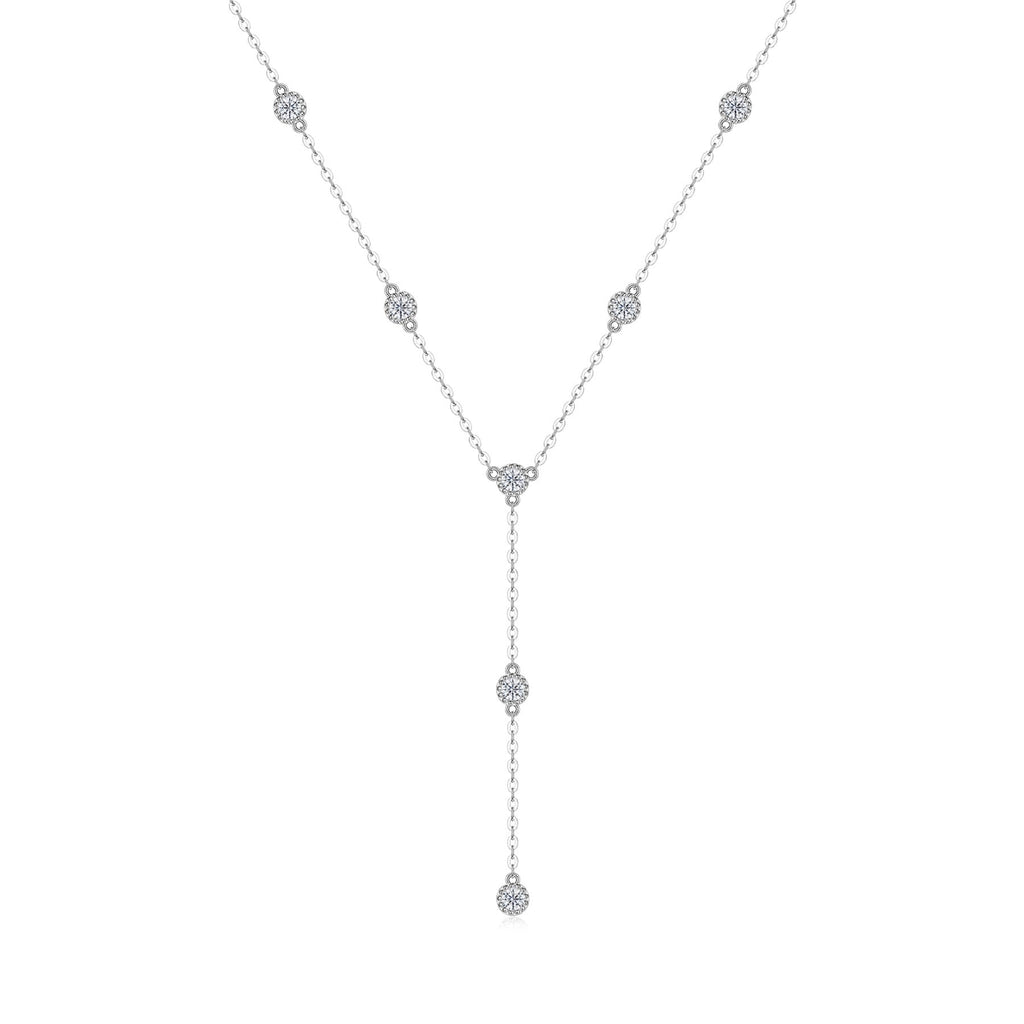 Wisp Moissanite Lariat Necklace in Sterling Silver