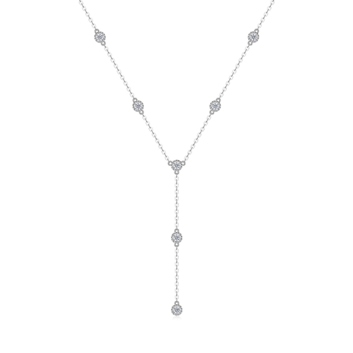 Wisp Moissanite Lariat Necklace in Sterling Silver