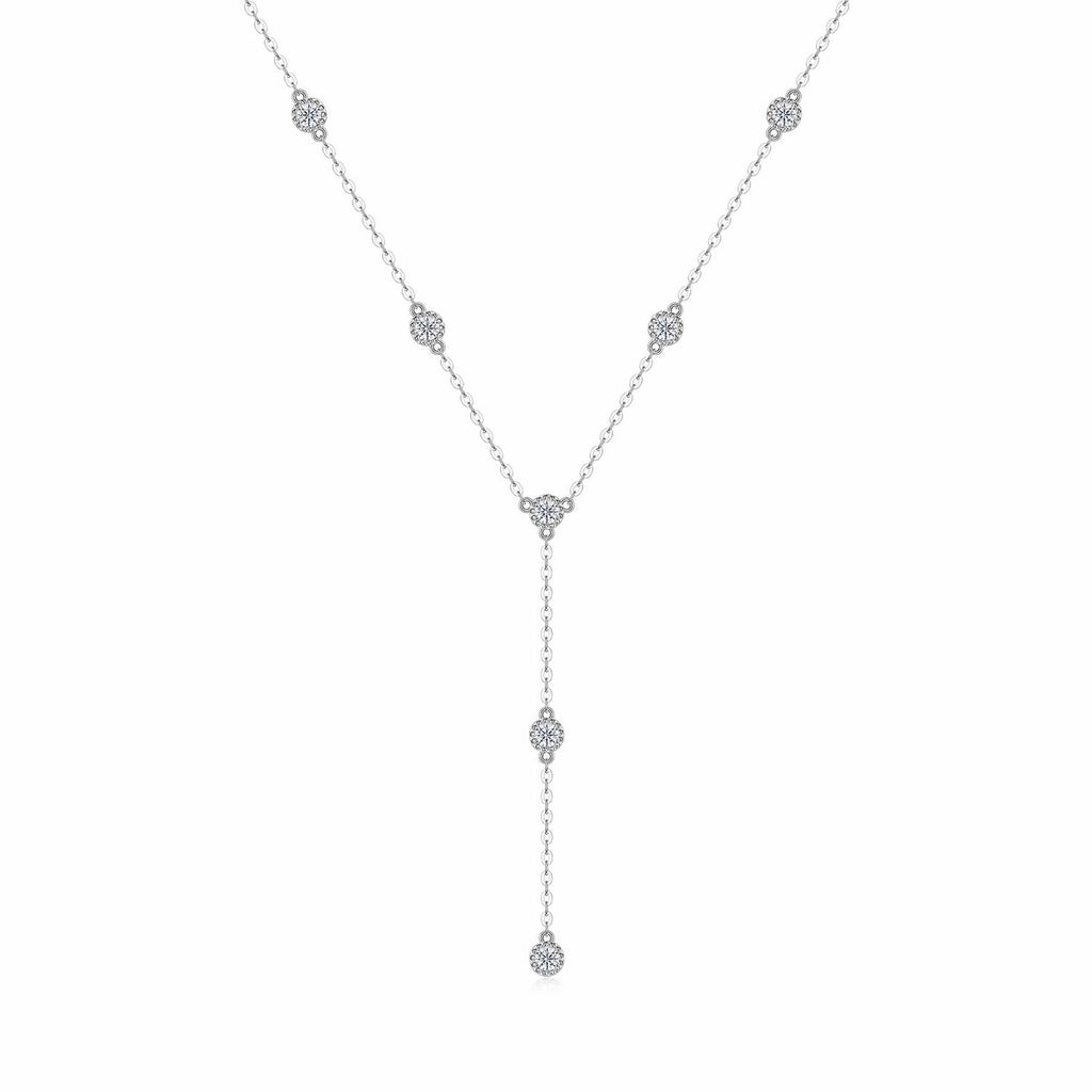 Wisp Moissanite Lariat Necklace in Sterling Silver