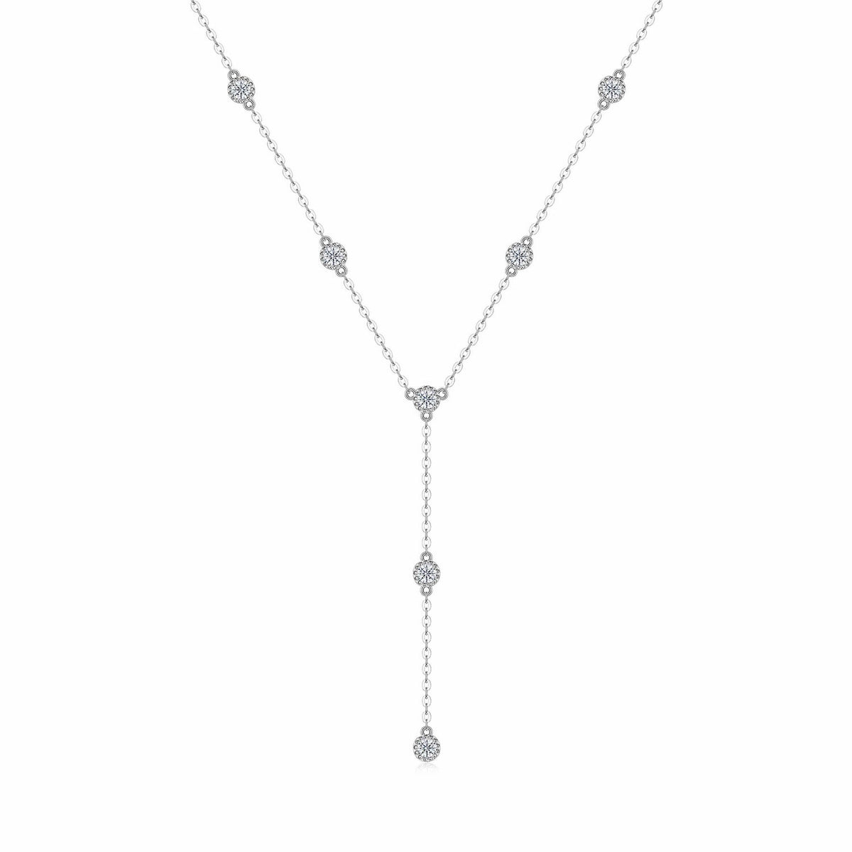 Wisp Moissanite Lariat Necklace in Sterling Silver