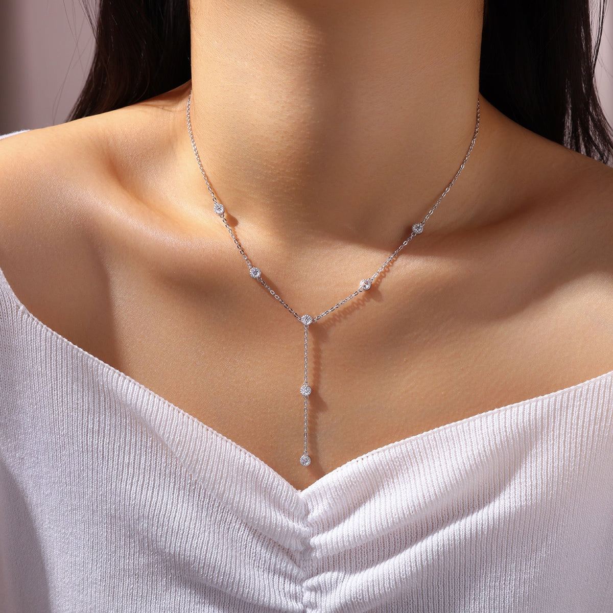 Wisp Moissanite Lariat Necklace in Sterling Silver