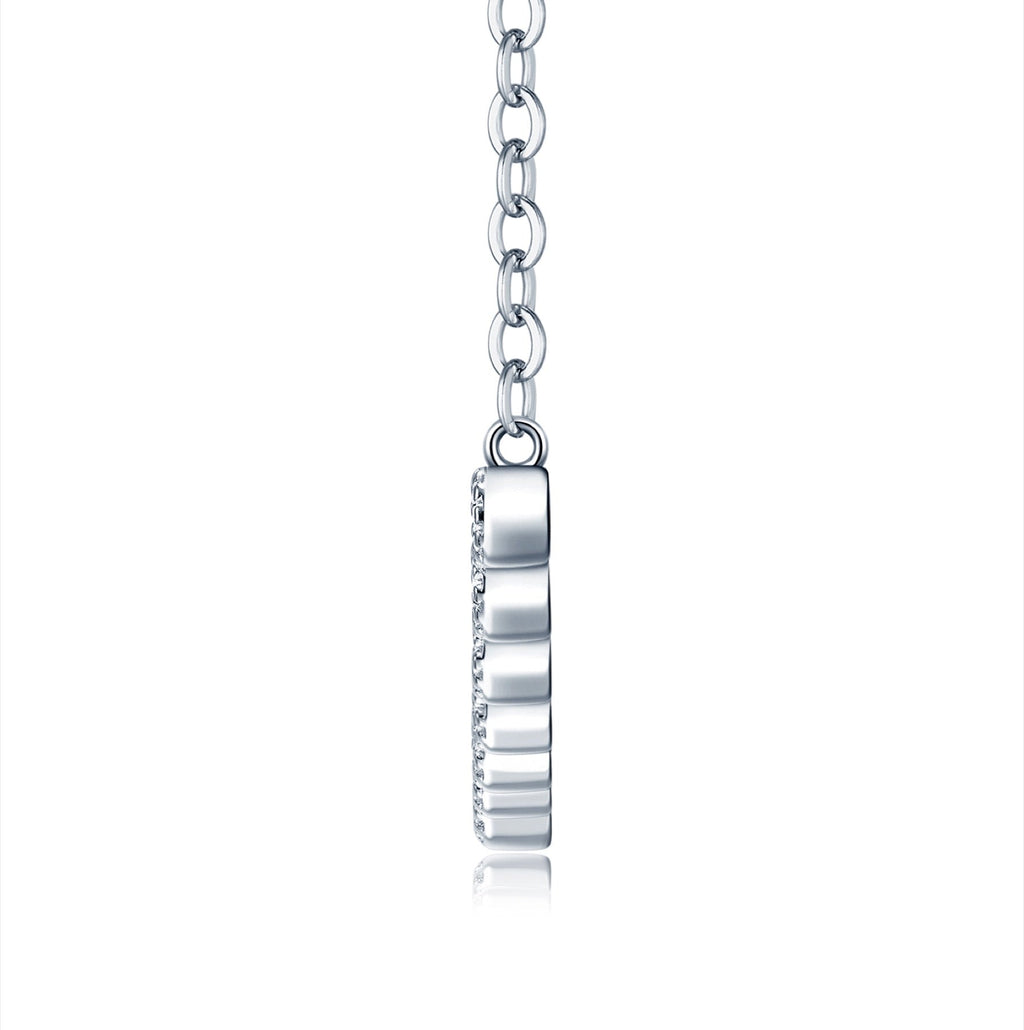 Smile Moissanite Curved Bar Necklace in Sterling Silver