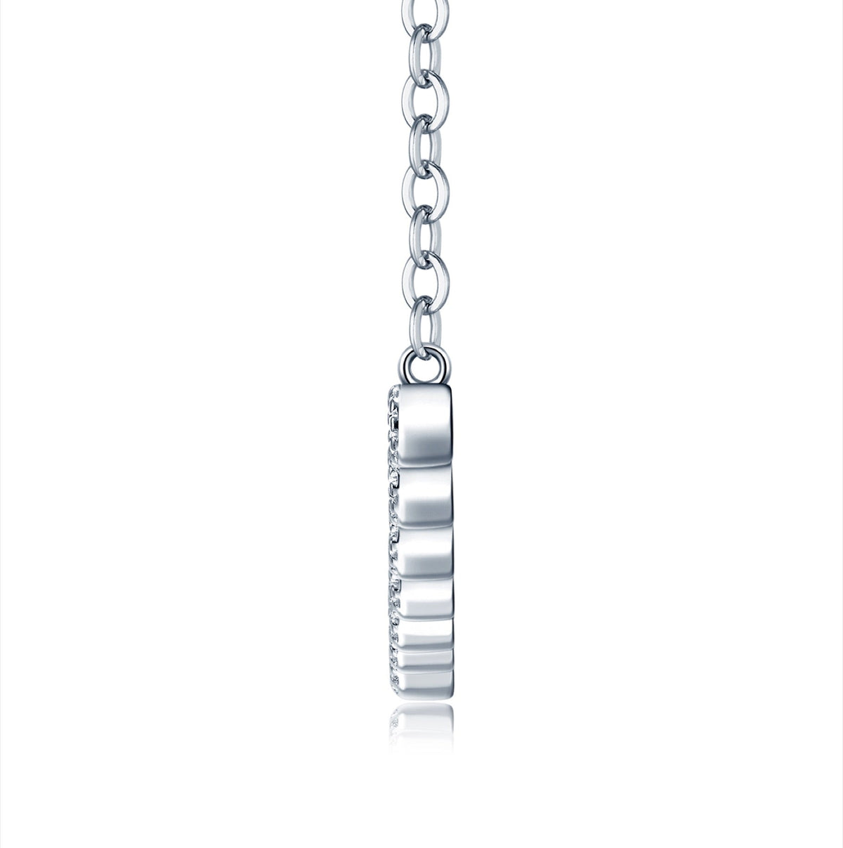 Smile Moissanite Curved Bar Necklace in Sterling Silver