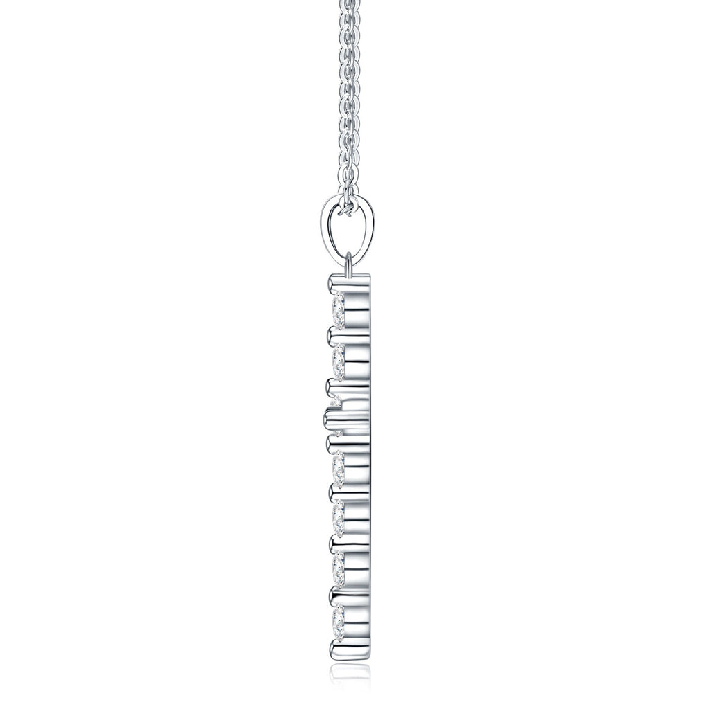 Disciple Moissanite Cross Necklace in Sterling Silver