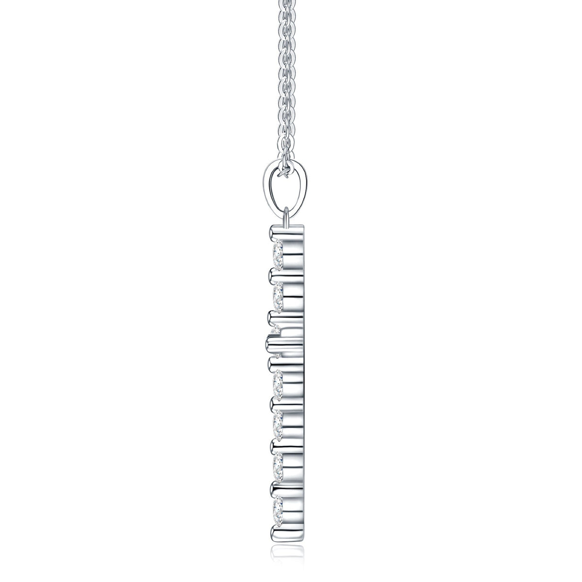 Disciple Moissanite Cross Necklace in Sterling Silver
