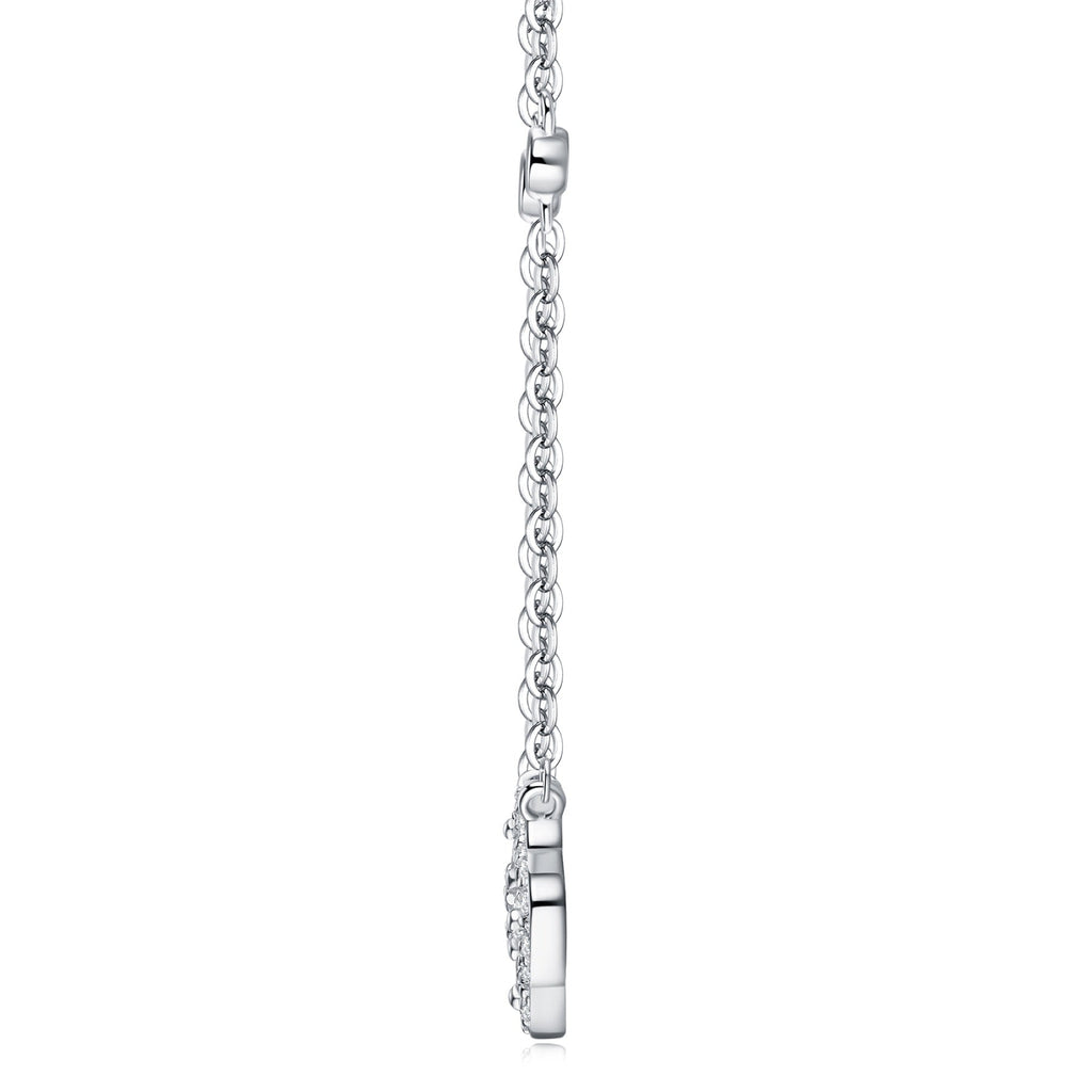 Lucky Moissanite Clover Pendant Necklace in Sterling Silver
