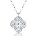 Petunia Moissanite Flower Pendant Necklace in Sterling Silver