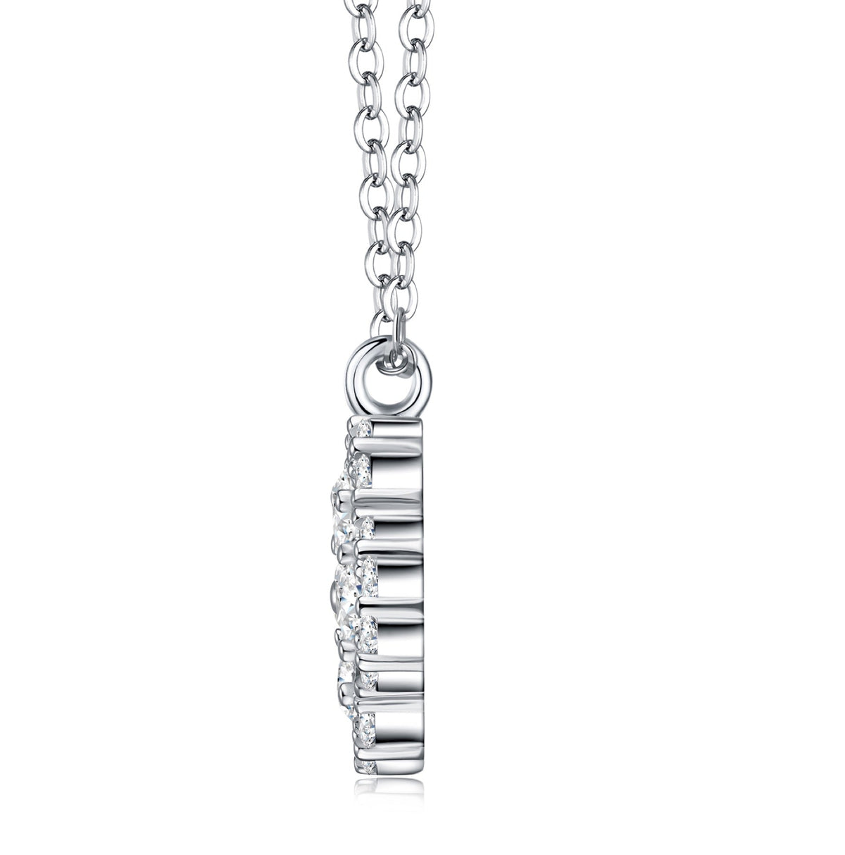 Petunia Moissanite Flower Pendant Necklace in Sterling Silver