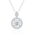 Lumen 1 Carat Moissanite Halo Pendant Necklace in Sterling Silver