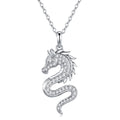 Draco Moissanite Dragon Pendant Necklace in Sterling Silver