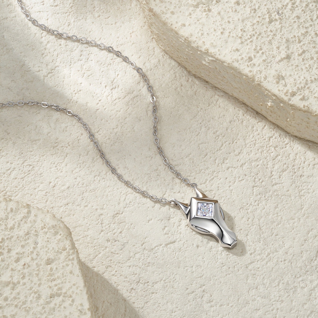 Equus Moissanite Horse Pendant Necklace in Sterling Silver