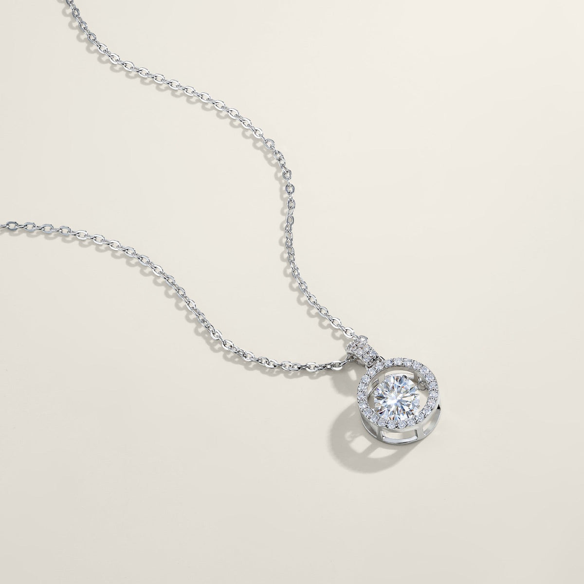 Flicker 1 Carat Moissanite Halo Pendant Necklace in Sterling Silver