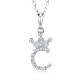 Dainty Initial C Moissanite Crown Pendant Necklace in Sterling Silver