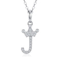 Dainty Initial J Moissanite Crown Pendant Necklace in Sterling Silver