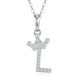 Dainty Initial L Moissanite Crown Pendant Necklace in Sterling Silver