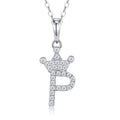 Dainty Initial P Moissanite Crown Pendant Necklace in Sterling Silver