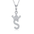 Dainty Initial S Moissanite Crown Pendant Necklace in Sterling Silver
