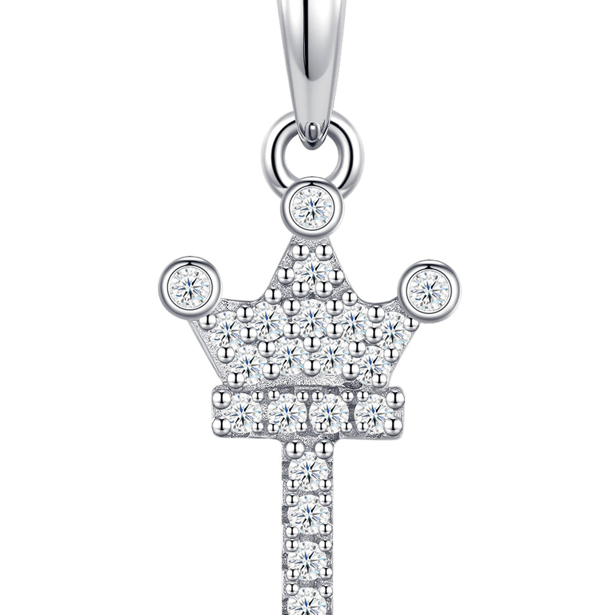 Dainty Initial T Moissanite Crown Pendant Necklace in Sterling Silver