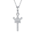Dainty Initial T Moissanite Crown Pendant Necklace in Sterling Silver
