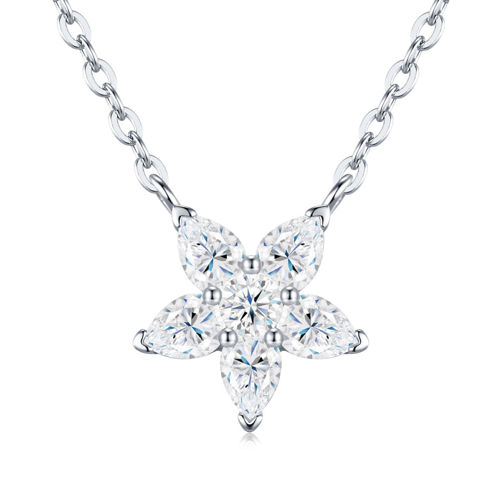 Estelle Moissanite Flower Pendant Necklace in Sterling Silver