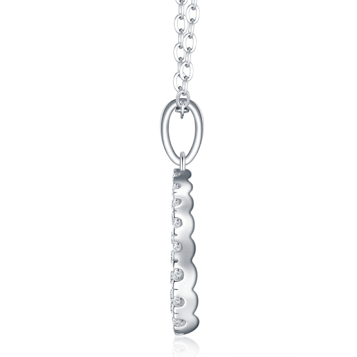 Anello Moissanite Circle Pendant Necklace in Sterling Silver