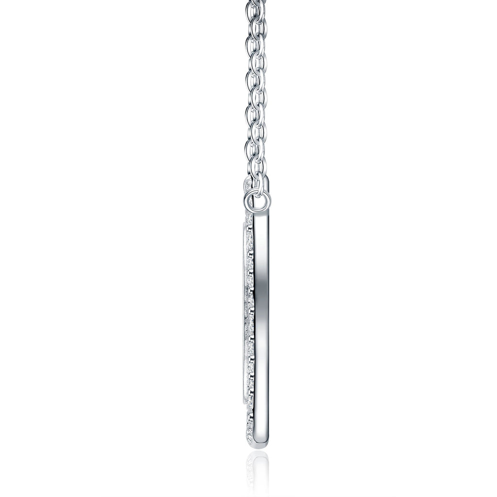 Ovate Moissanite Oval Pendant Necklace in Sterling Silver