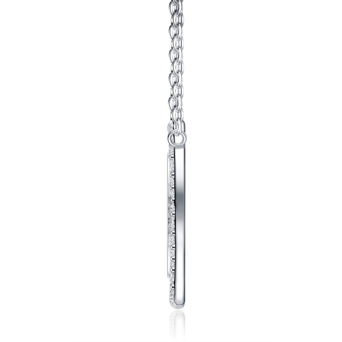 Ovate Moissanite Oval Pendant Necklace in Sterling Silver
