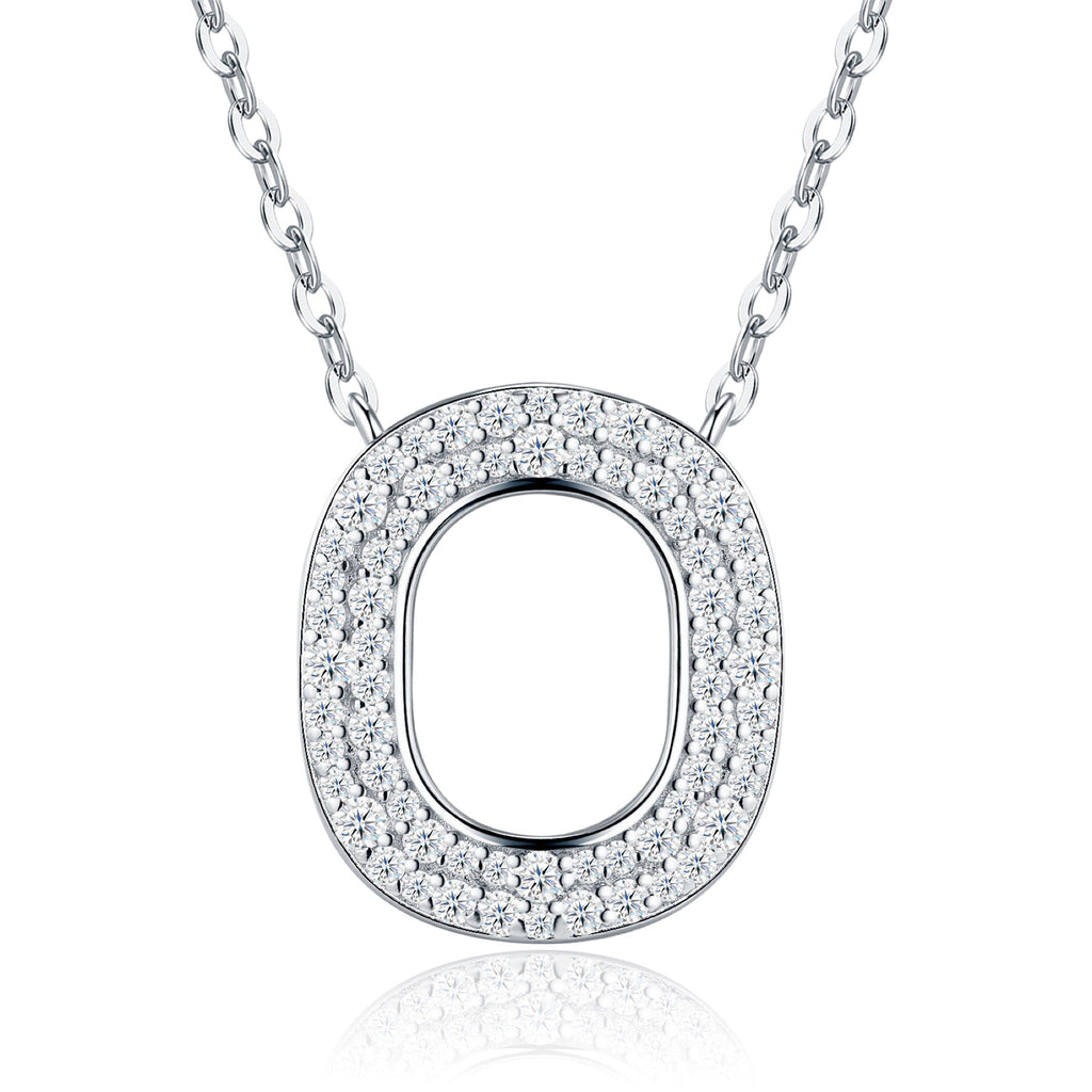 Ovate Moissanite Oval Pendant Necklace in Sterling Silver