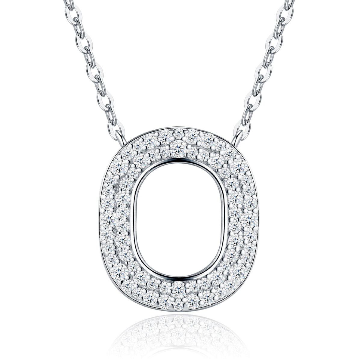 Ovate Moissanite Oval Pendant Necklace in Sterling Silver