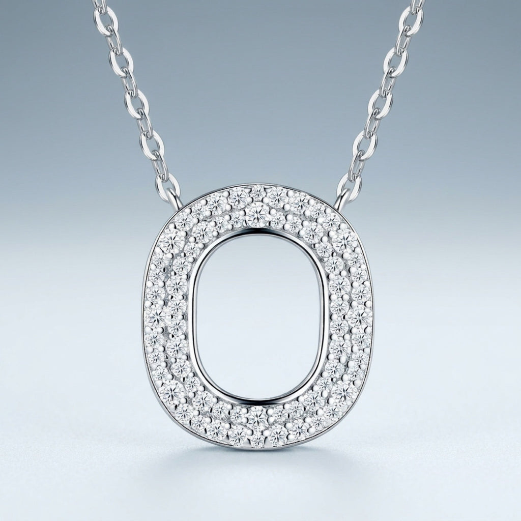 Ovate Moissanite Oval Pendant Necklace in Sterling Silver