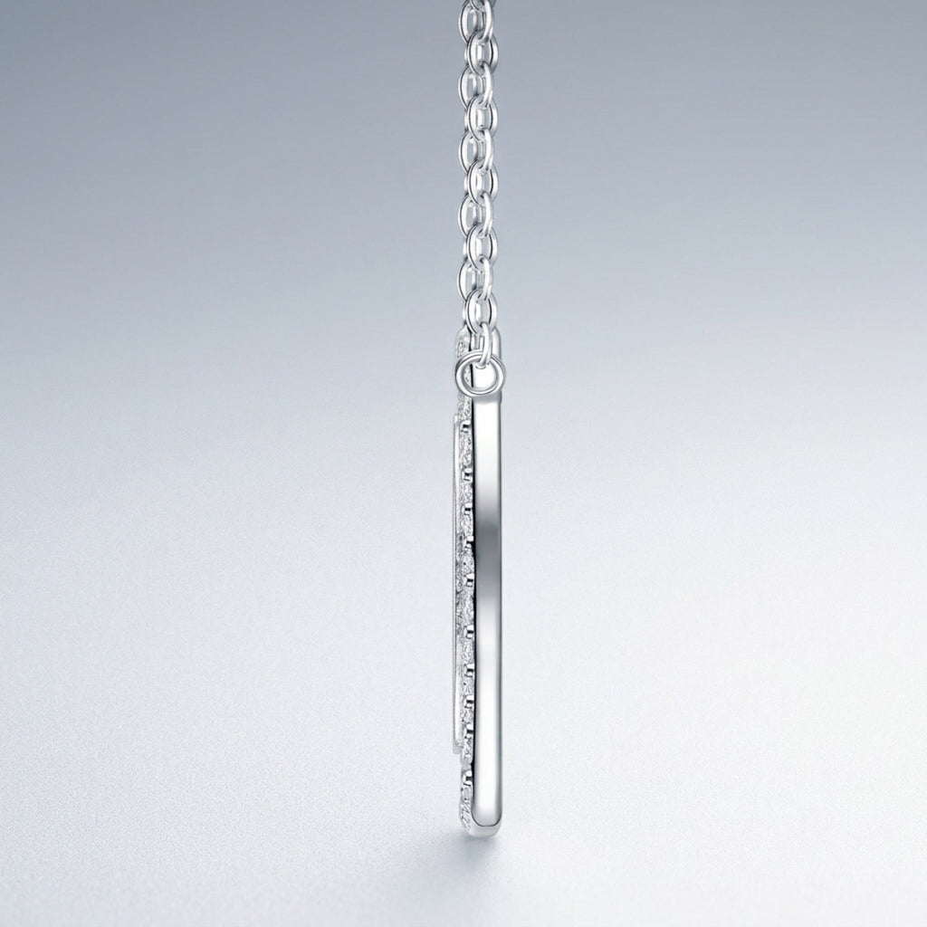 Ovate Moissanite Oval Pendant Necklace in Sterling Silver