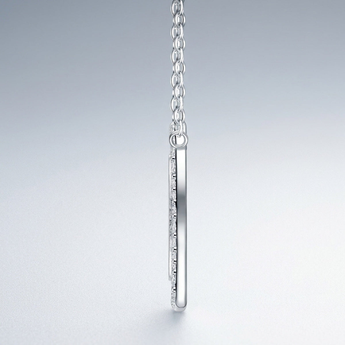Ovate Moissanite Oval Pendant Necklace in Sterling Silver