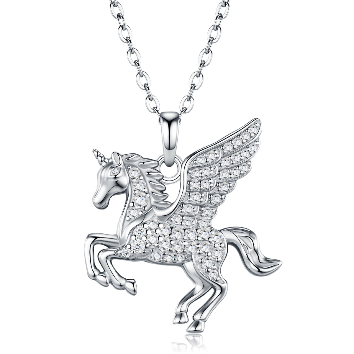 Pegasus Moissanite Pegasus Pendant Necklace in Sterling Silver