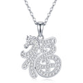 Mustang Moissanite Horse Pendant Necklace in Sterling Silver