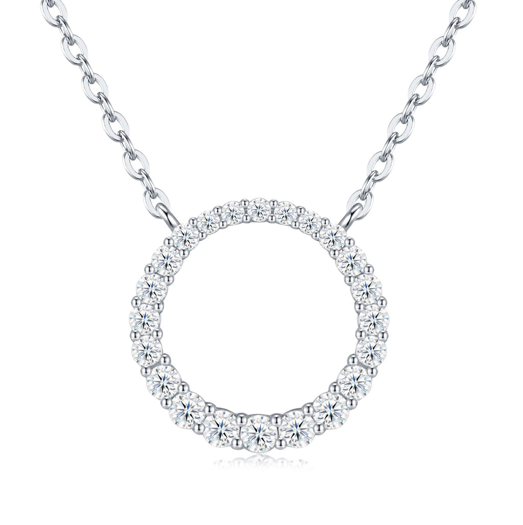 Loop Moissanite Circle Pendant Necklace in Sterling Silver