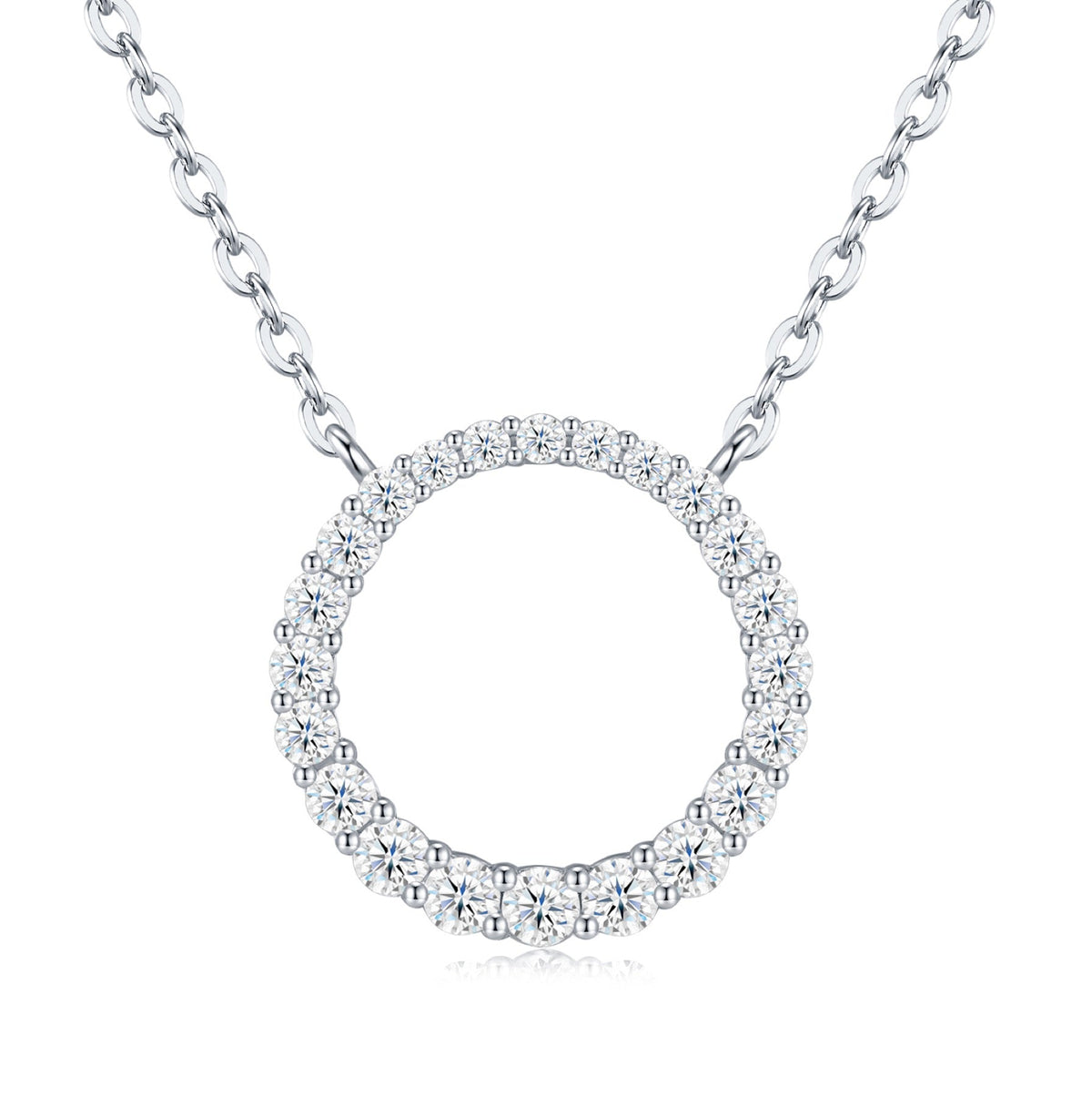 Loop Moissanite Circle Pendant Necklace in Sterling Silver