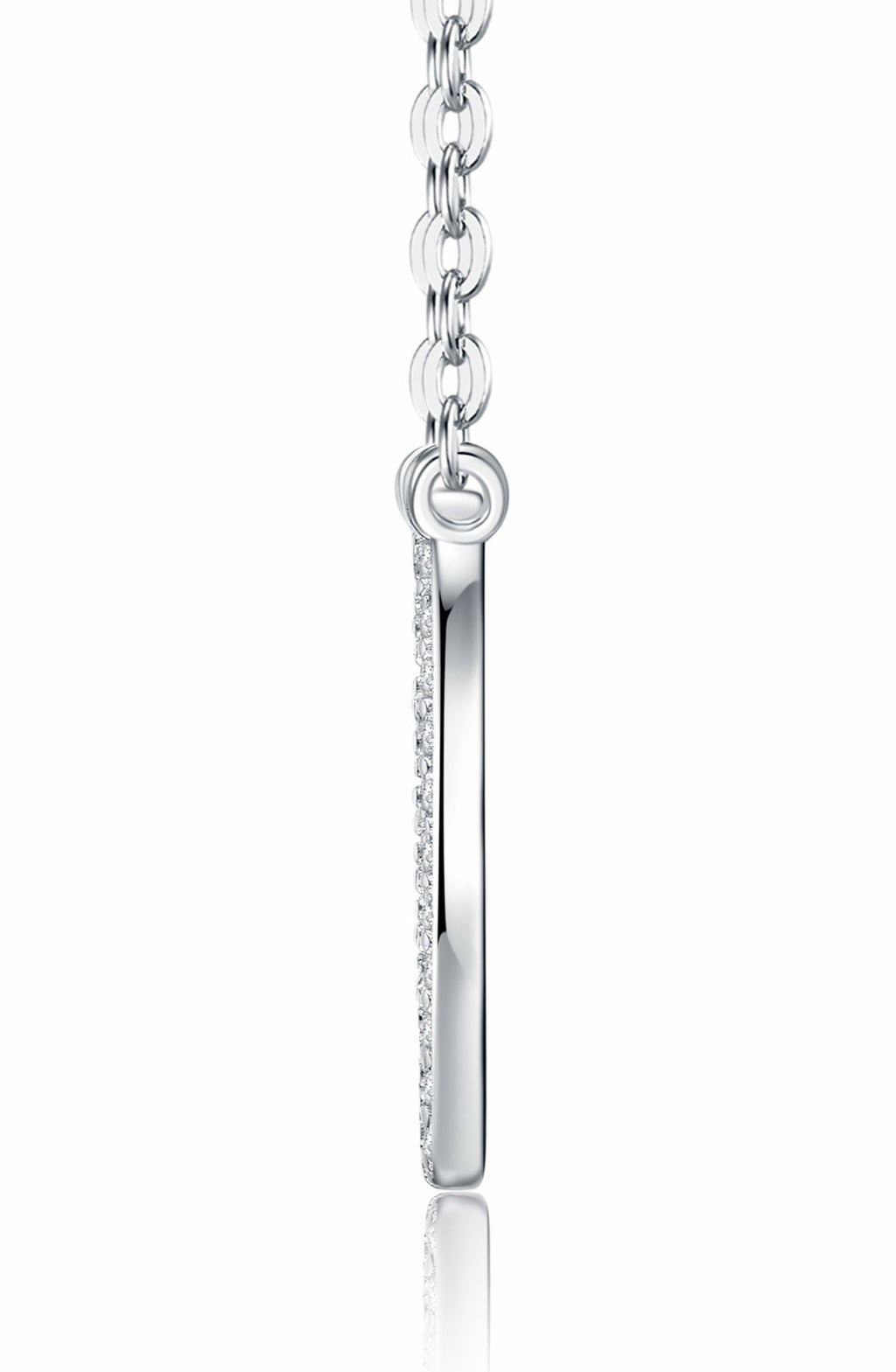 Frame Moissanite Square Pendant Necklace in Sterling Silver