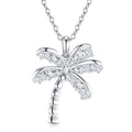 Palm Moissanite Palm Tree Pendant Necklace in Sterling Silver