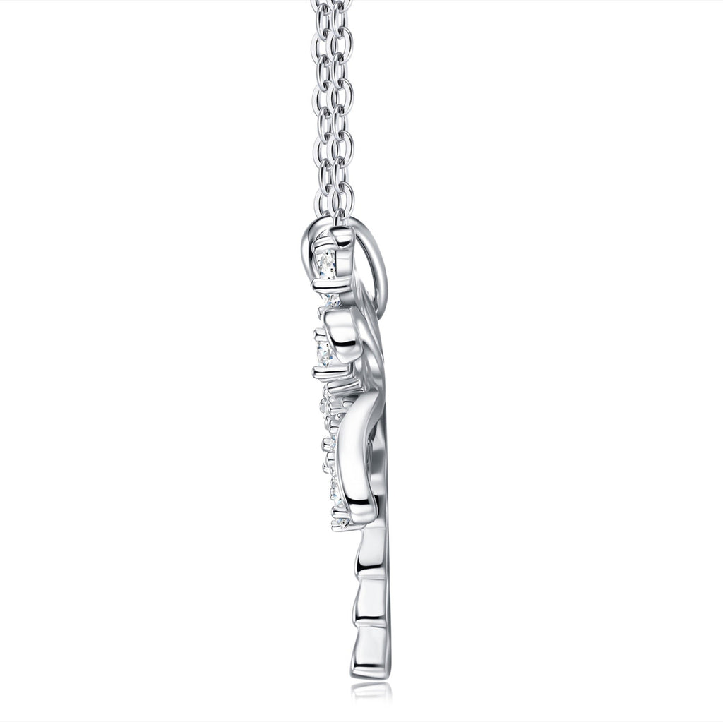 Palm Moissanite Palm Tree Pendant Necklace in Sterling Silver