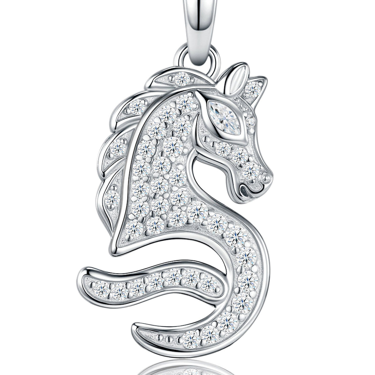 Neptune Moissanite Seahorse Pendant Necklace in Sterling Silver