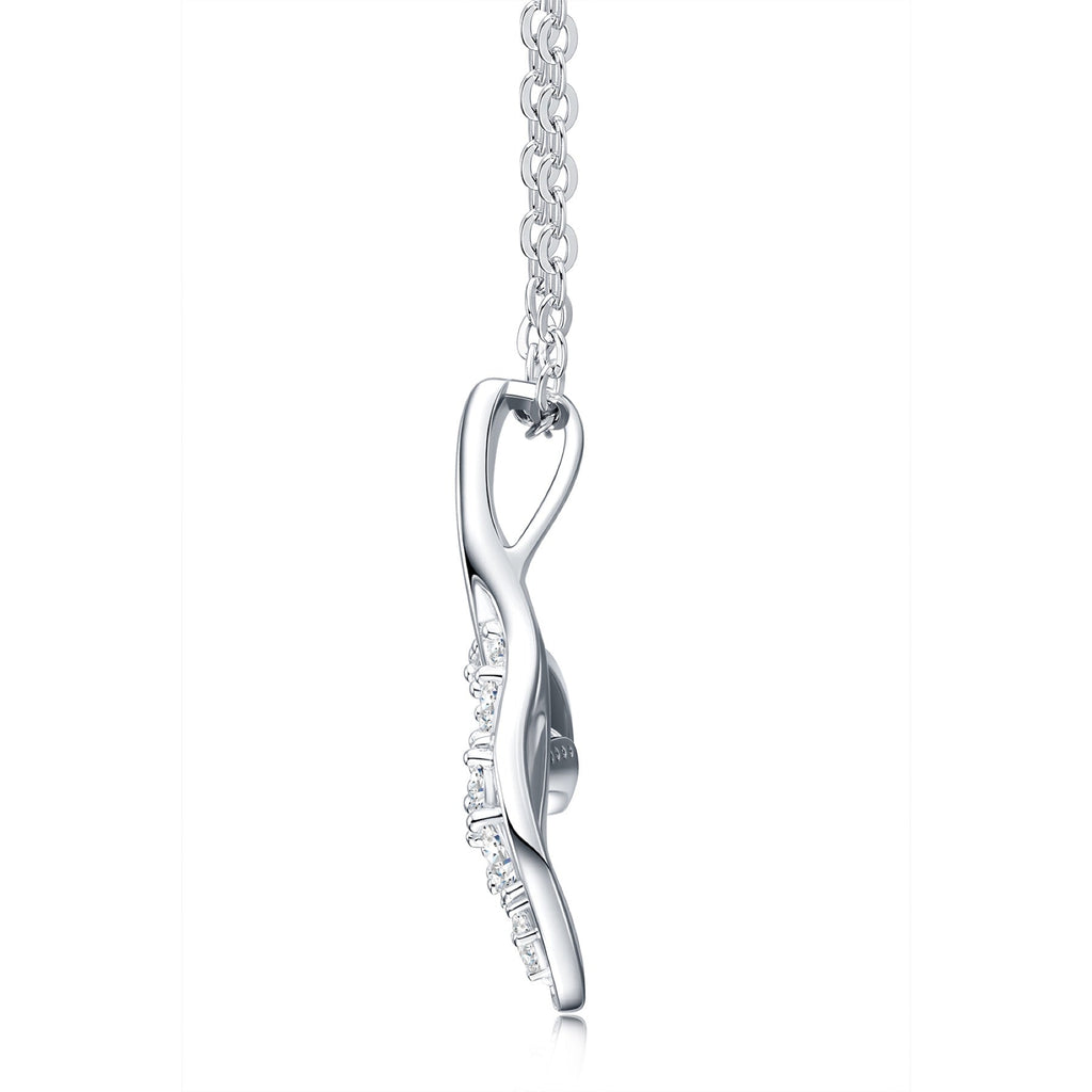 Tide Moissanite Whale Tail Pendant Necklace in Sterling Silver