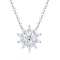 Sol Moissanite Flower Pendant Necklace in Sterling Silver