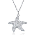 Estrella Moissanite Starfish Pendant Necklace in Sterling Silver