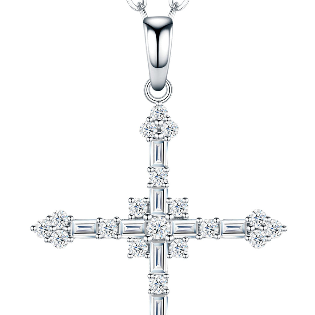 Litany Moissanite Cross Necklace in Sterling Silver