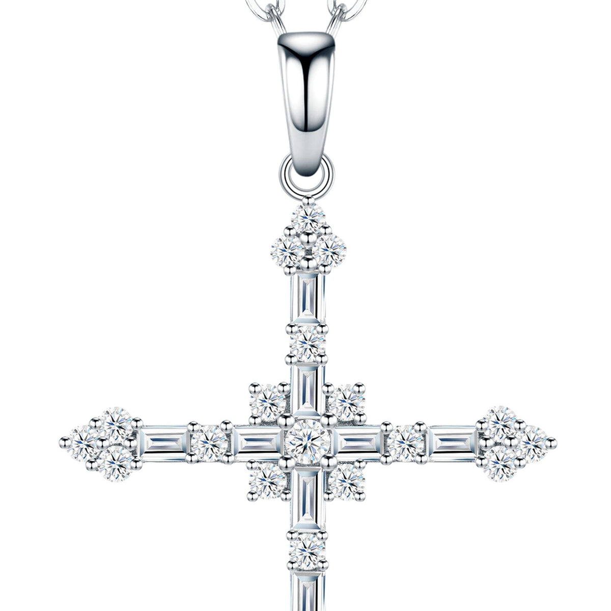 Litany Moissanite Cross Necklace in Sterling Silver