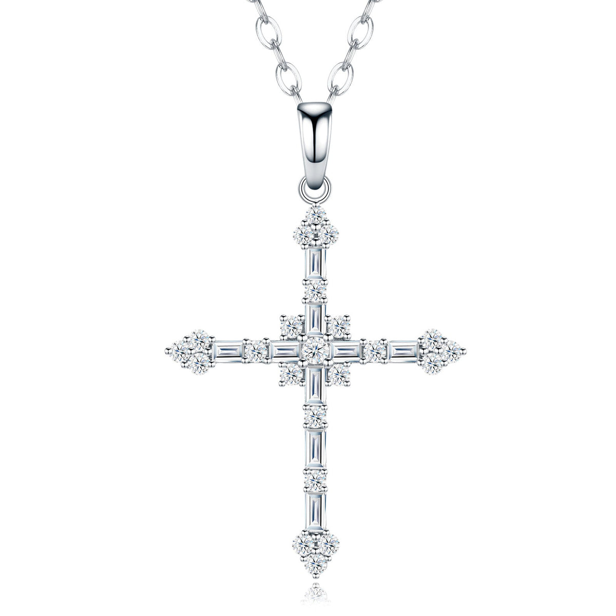 Litany Moissanite Cross Necklace in Sterling Silver