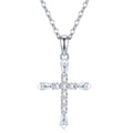 Amen Moissanite Cross Necklace in Sterling Silver