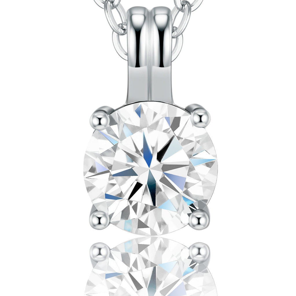 Ovalis 1 Carat Moissanite Solitaire Pendant Necklace in Sterling Silver