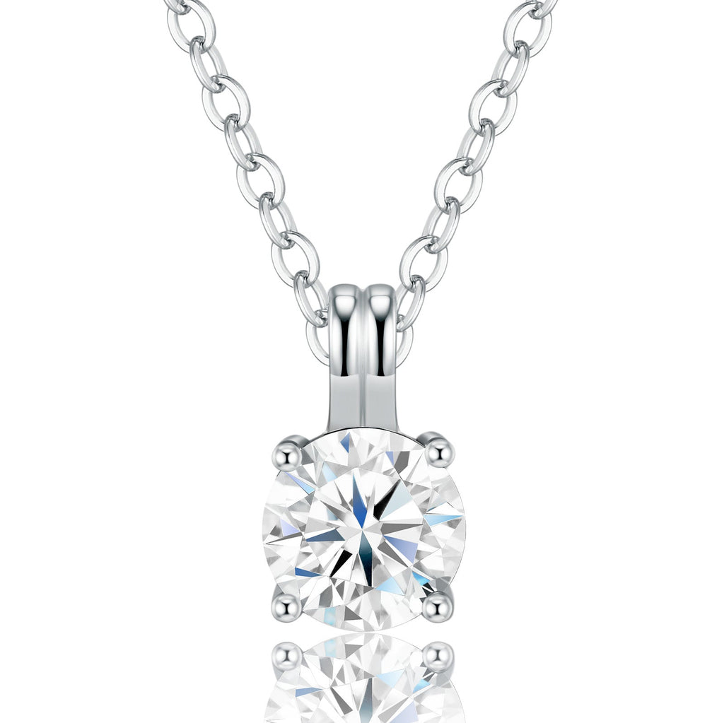 Ovalis 1 Carat Moissanite Solitaire Pendant Necklace in Sterling Silver